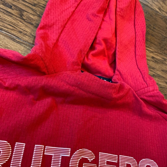 Medium Red Rutgers Adidas Hooded Sweatshirt - Picture 2 of 2